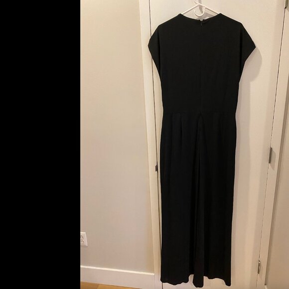 Lauren Ralph Lauren Black Tie-Front Jersey Wide-Leg Jumpsuit | Size 14 - Picture 4 of 8